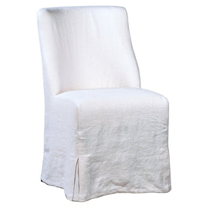 Dovetail Bradford White Linen Slip-Cover Style Parsons Dining Side Chair DOV13020