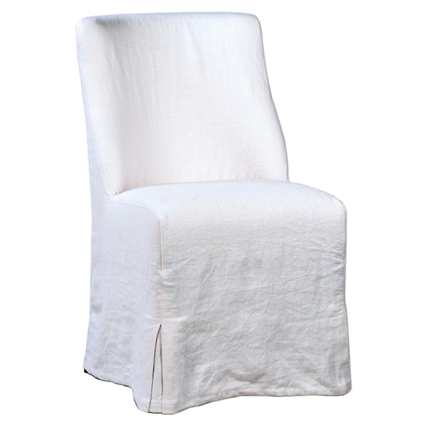 Dovetail Bradford White Linen Slip-Cover Style Parsons Dining Side Chair DOV13020