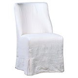 Bradford White Linen Slip-Cover Style Parsons Dining Side Chair