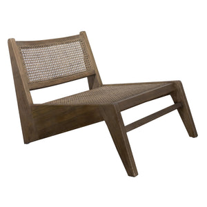 Dovetail Paulino Urban Elm and Natural Woven Rattan Occassional Lounge Chair Finished in a Weathered Dark Brown DOV13165
