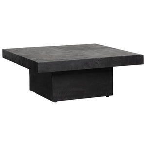 Dovetail Maverick Brushed Matte Black 40" Square Mango Hardwood Pedestal Coffee Table DOV15089