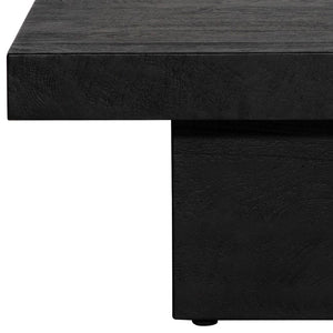 Dovetail Maverick Brushed Matte Black 40" Square Mango Hardwood Pedestal Coffee Table DOV15089