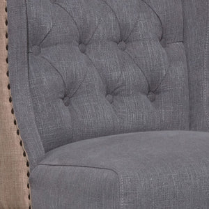 Dovetail Abel Two-Toned Jute and Light Grey Performance Linen Wingback Dining Chair DOV1525