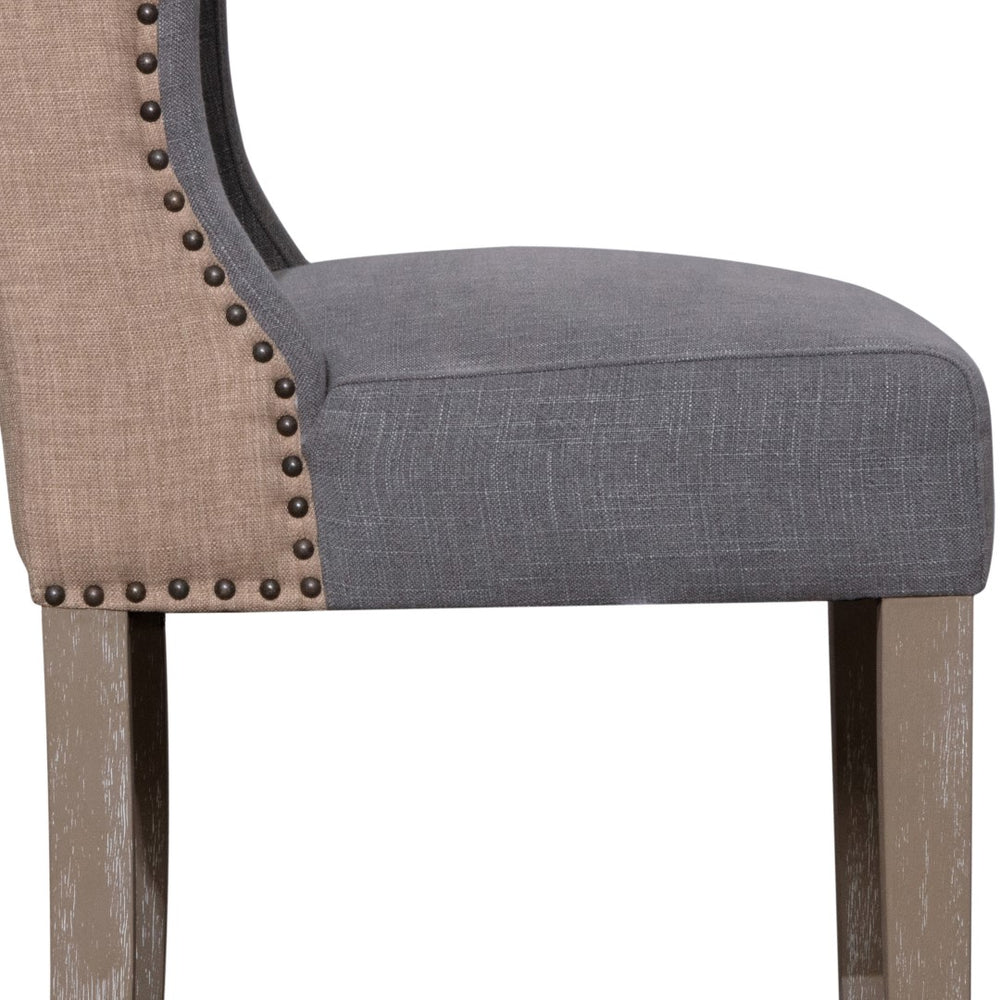 Dovetail Abel Two-Toned Jute and Light Grey Performance Linen Wingback Dining Chair DOV1525
