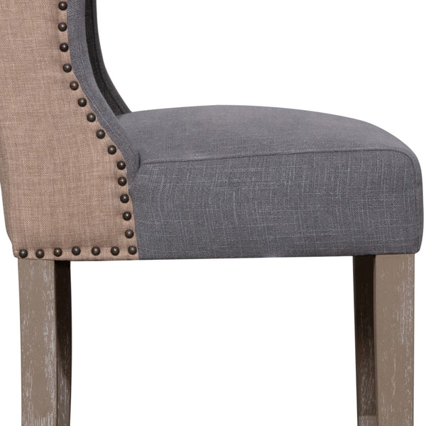 Dovetail Abel Two-Toned Jute and Light Grey Performance Linen Wingback Dining Chair DOV1525