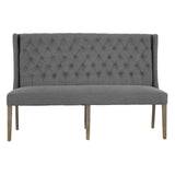 Dovetail Abel Two-Toned Jute and Light Grey Performance Linen Wingback 64" Dining Bench DOV1525DB