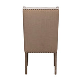 Dovetail Abel Two-Toned Jute and Light White Performance Linen Wingback Dining Chair DOV1525WH