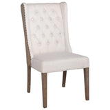 Abel Two-Toned Jute and Light White Performance Linen Wingback Dining Chair