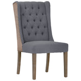 Dovetail Abel Two-Toned Jute and Light Grey Performance Linen Wingback Dining Chair DOV1525