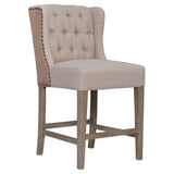 Jacob Two-Toned Oatmeal Linen and Jute Dining Counter Stool