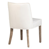 Dovetail Currier White Linen Upholstered Parsons Dining Chair with Wood Legs DOV1535