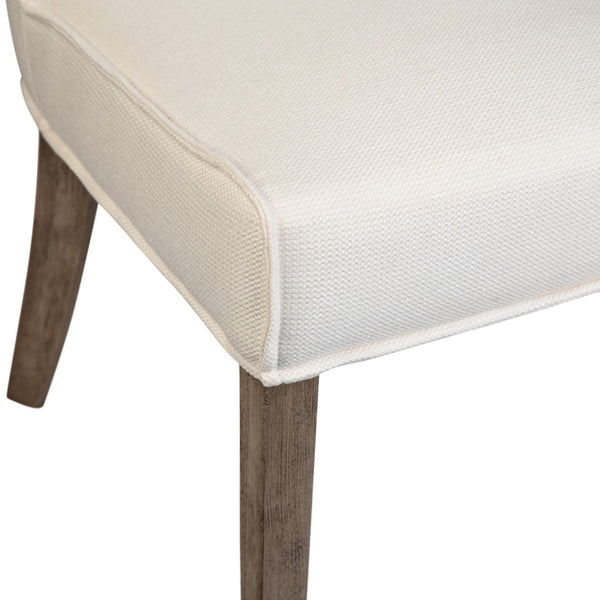 Dovetail Currier White Linen Upholstered Parsons Dining Chair with Wood Legs DOV1535