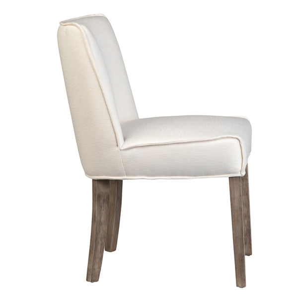Dovetail Currier White Linen Upholstered Parsons Dining Chair with Wood Legs DOV1535