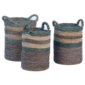 Dovetail Gibbs Tri-Colored Woven Seagrass Handled Baskets, Set of 3 DOV1588