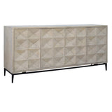 Dovetail Larchmont Reclaimed Mango and Black Iron Hand Carved Modern Sideboard DOV16559