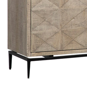 Dovetail Larchmont Reclaimed Mango and Black Iron Hand Carved Modern Sideboard DOV16579
