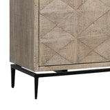 Dovetail Larchmont Reclaimed Mango and Black Iron Hand Carved Modern Sideboard DOV16579