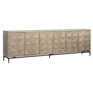 Dovetail Larchmont Reclaimed Mango and Black Iron Hand Carved Modern Sideboard DOV16579