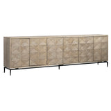 Dovetail Larchmont Reclaimed Mango and Black Iron Hand Carved Modern Sideboard DOV16579