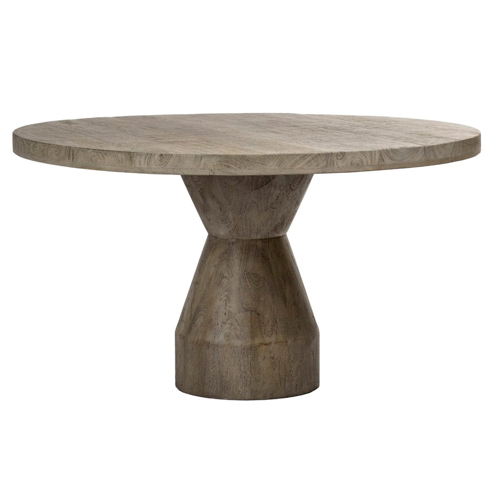 Dovetail Bonita 54" Round Mango Wood Modern Pedestal Dining Table in Grey Wash DOV16586