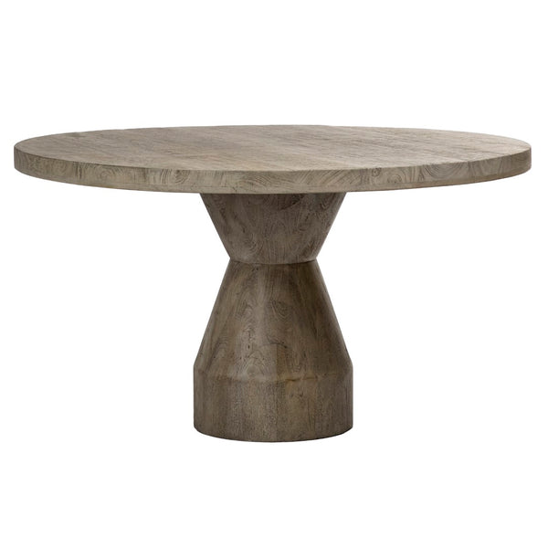 Dovetail Bonita 54" Round Mango Wood Modern Pedestal Dining Table in Grey Wash DOV16586