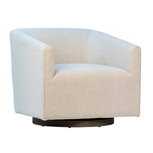 Dovetail Gracie Linen Swivel Club Track Arm Chair in Sand Ivory DOV17089