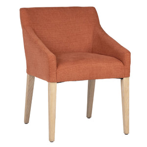 Dovetail Zoe Linen Sloped Track Arm Dining Chair, Burnt Orange DOV17141