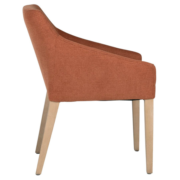 Dovetail Zoe Linen Sloped Track Arm Dining Chair, Burnt Orange DOV17141