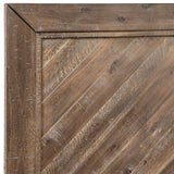 Dovetail Warnock Acacia and Iron Panel Bed with Herringbone Detailing Finished in an Antique Brown Seal DOV18009Q