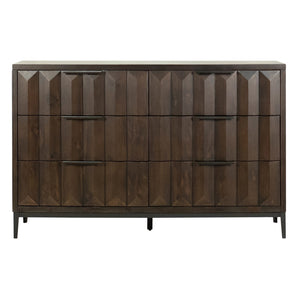 Dovetail Emilia Medium Brown Pine Modern 6-Drawer Storage Dresser DOV18065MB