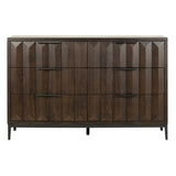 Dovetail Emilia Medium Brown Pine Modern 6-Drawer Storage Dresser DOV18065MB