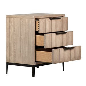 Dovetail Emilia Grey Wash Pine Modern 3-Drawer Storage Nightstand DOV18067