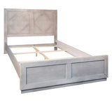 Dovetail Waxman Light Grey Wash Pine Panel Bed with Hand Carved Headboard DOV18085EK