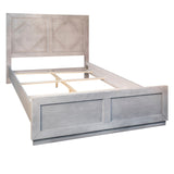 Dovetail Waxman Light Grey Wash Pine Panel Bed with Hand Carved Headboard DOV18085Q