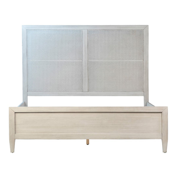 Dovetail Xander Reclaimed Acacia Wash Coastal Panel Bed with Textured Headboard inlay DOV18125EK