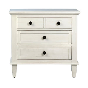 Dovetail Xander Reclaimed Acacia White Wash Coastal 3-Drawer Storage Nightstand with Iron Hardware DOV18127