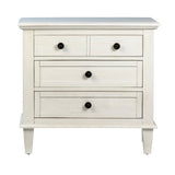 Xander Reclaimed Acacia White Wash Coastal 3-Drawer Storage Nightstand with Iron Hardware