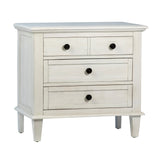 Dovetail Xander Reclaimed Acacia White Wash Coastal 3-Drawer Storage Nightstand with Iron Hardware DOV18127