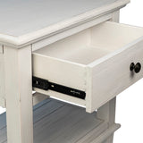 Dovetail Xander Reclaimed Acacia White Wash Coastal Drawer and Shelf Storage Nightstand with Iron Hardware DOV18128