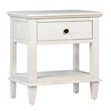 Dovetail Xander Reclaimed Acacia White Wash Coastal Drawer and Shelf Storage Nightstand with Iron Hardware DOV18128