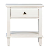 Xander Reclaimed Acacia White Wash Coastal Drawer and Shelf Storage Nightstand with Iron Hardware