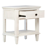 Dovetail Xander Reclaimed Acacia White Wash Coastal Drawer and Shelf Storage Nightstand with Iron Hardware DOV18128