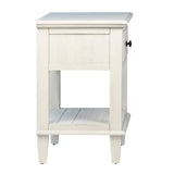 Dovetail Xander Reclaimed Acacia White Wash Coastal Drawer and Shelf Storage Nightstand with Iron Hardware DOV18128