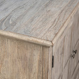 Dovetail Oslo 72" Light Grey Wash Finished Reclaimed Pine 4-Door Traditional Sideboard DOV18136