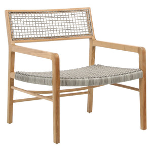 Dovetail Chloe Natural Teak Synthetic Rattan Occasional Arm Chair DOV18818GY