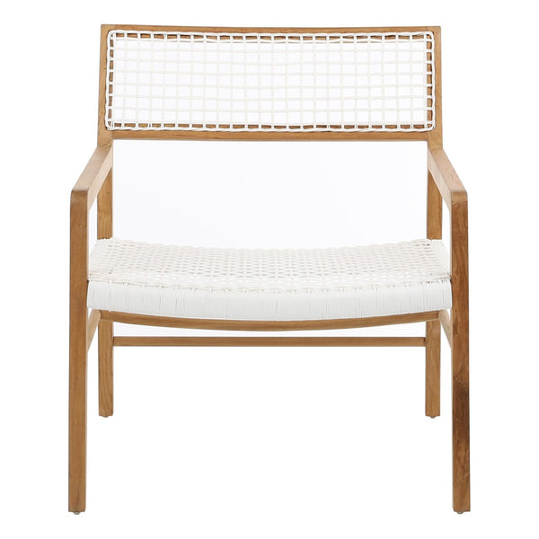 Dovetail Chloe Natural Teak Synthetic Rattan Occasional Arm Chair DOV18818WH