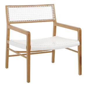 Dovetail Chloe Natural Teak Synthetic Rattan Occasional Arm Chair DOV18818WH