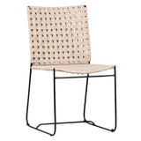 Stinzy Indoor-Outdoor Cream Woven Flat Rope and Iron Dining Side Chair