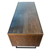 Dovetail Vargas 59" Antique Finish Reclaimed Pine and Iron Storage Desk with Glass Top DOV21030