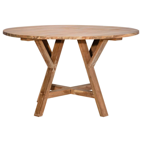 Dovetail Maddox 51" Round Indoor-Outdoor Teak Dining Table with Pedestal Base DOV22009